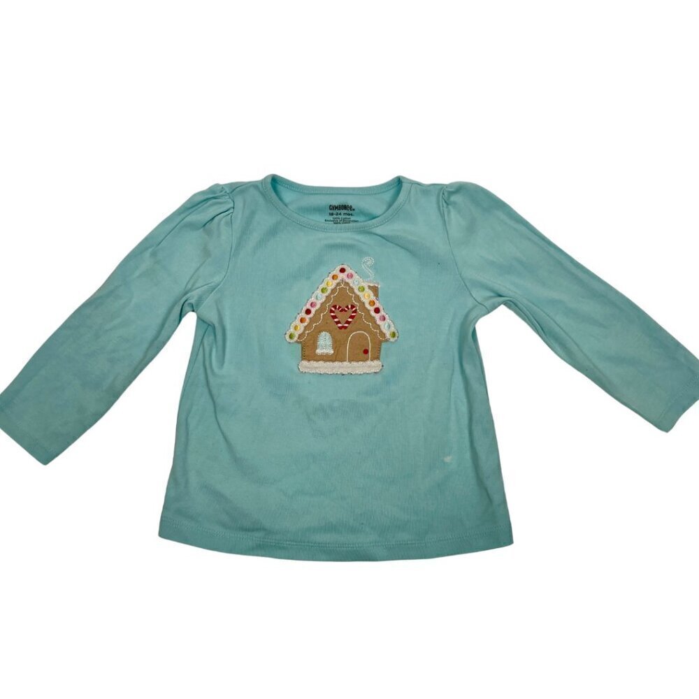 Y2K Gymboree 18-24 month Gingerbread house Blue long sleeve t-shirt